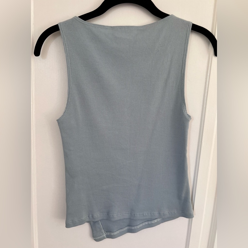 Reformation Light Blue Ribbed Button-Side Tank - Picture 2 of 6